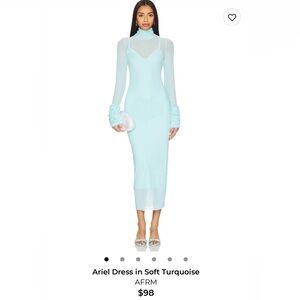 Elegant Blue Sheer Long Sleeve Dress